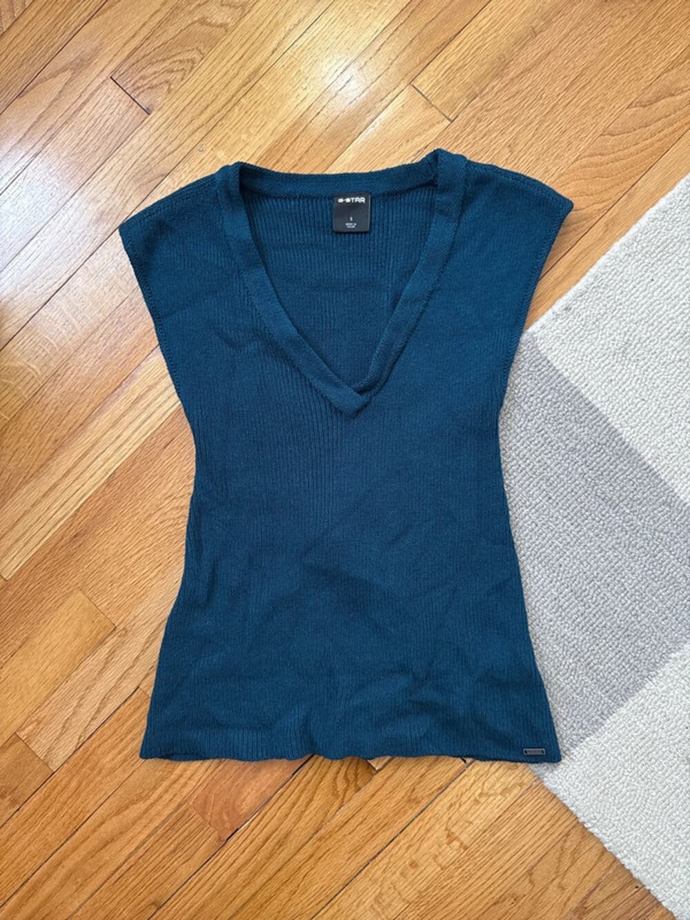Dark teal brand new without tags G Star sweater vest fitted knit top